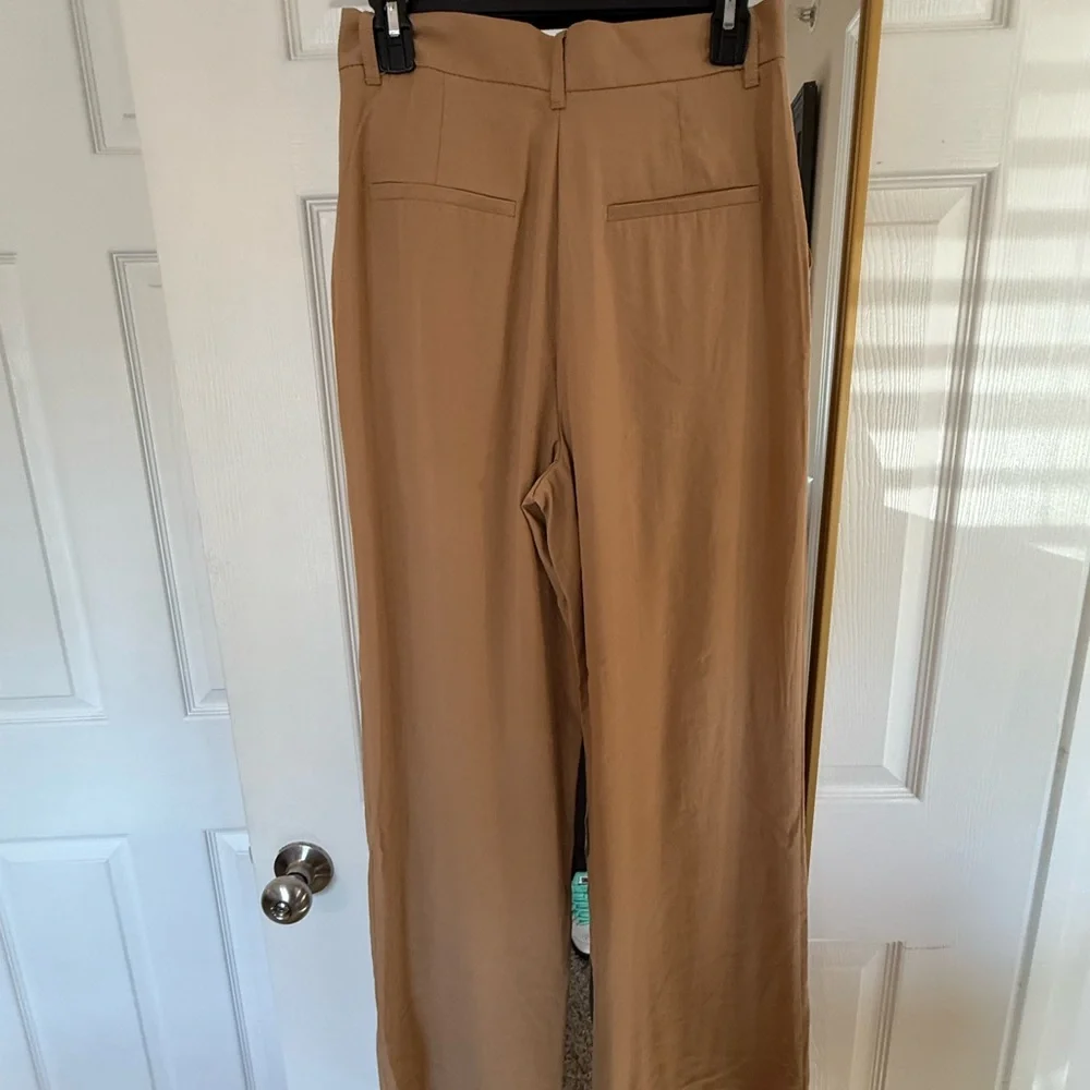 Zara Tall Wide Leg Trousers in Caramel Brown | High Waisted | Small - Picture 2 of 10